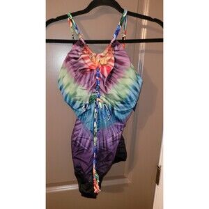 Eco Swim Tie Dye One-Piece Swimsuit Size 14 Lace Up Back